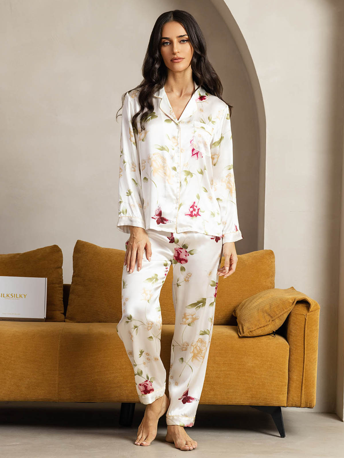 [Elfenbensblomst] SilkSilky-NO Womens Pajamas 001