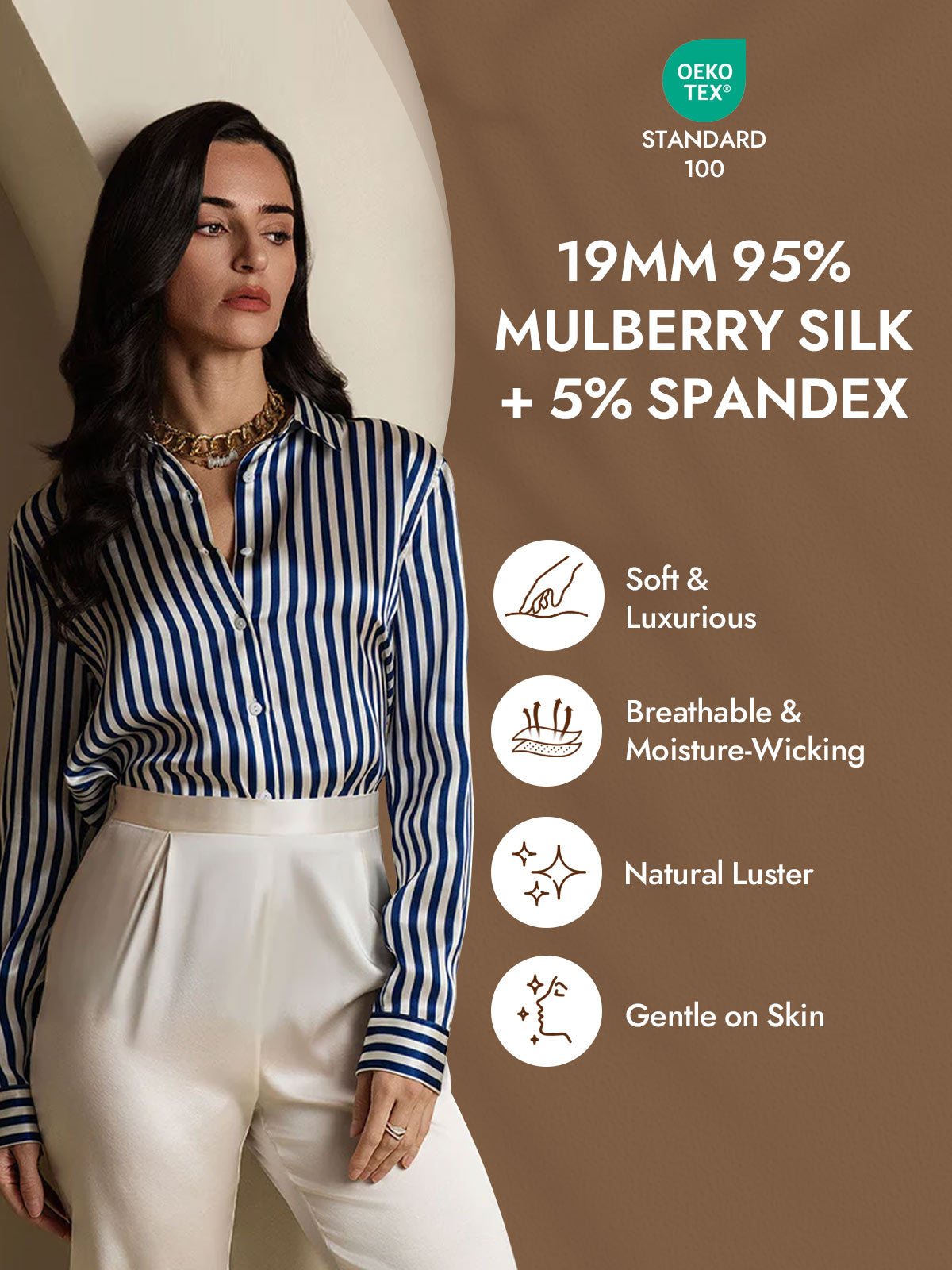 [Marine Stripe] SilkSilky-NO Silke Womens Shirt 004