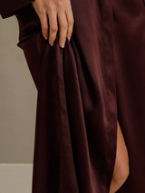 [Brun] SilkSilky-NO Long Sleeve Morgenkåpe for Kvinner 004