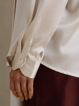 [Lysegrå] SilkSilky-NO Long Sleeve Tie Neck Damebluser 005
