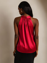 [Vin] SilkSilky-NO Sleeveless Halterneck T-skjorte for Kvinner 002