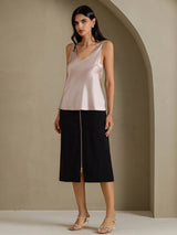 [Skyggegrå] SilkSilky-NO Sleeveless V Neck Camisole Topp 007