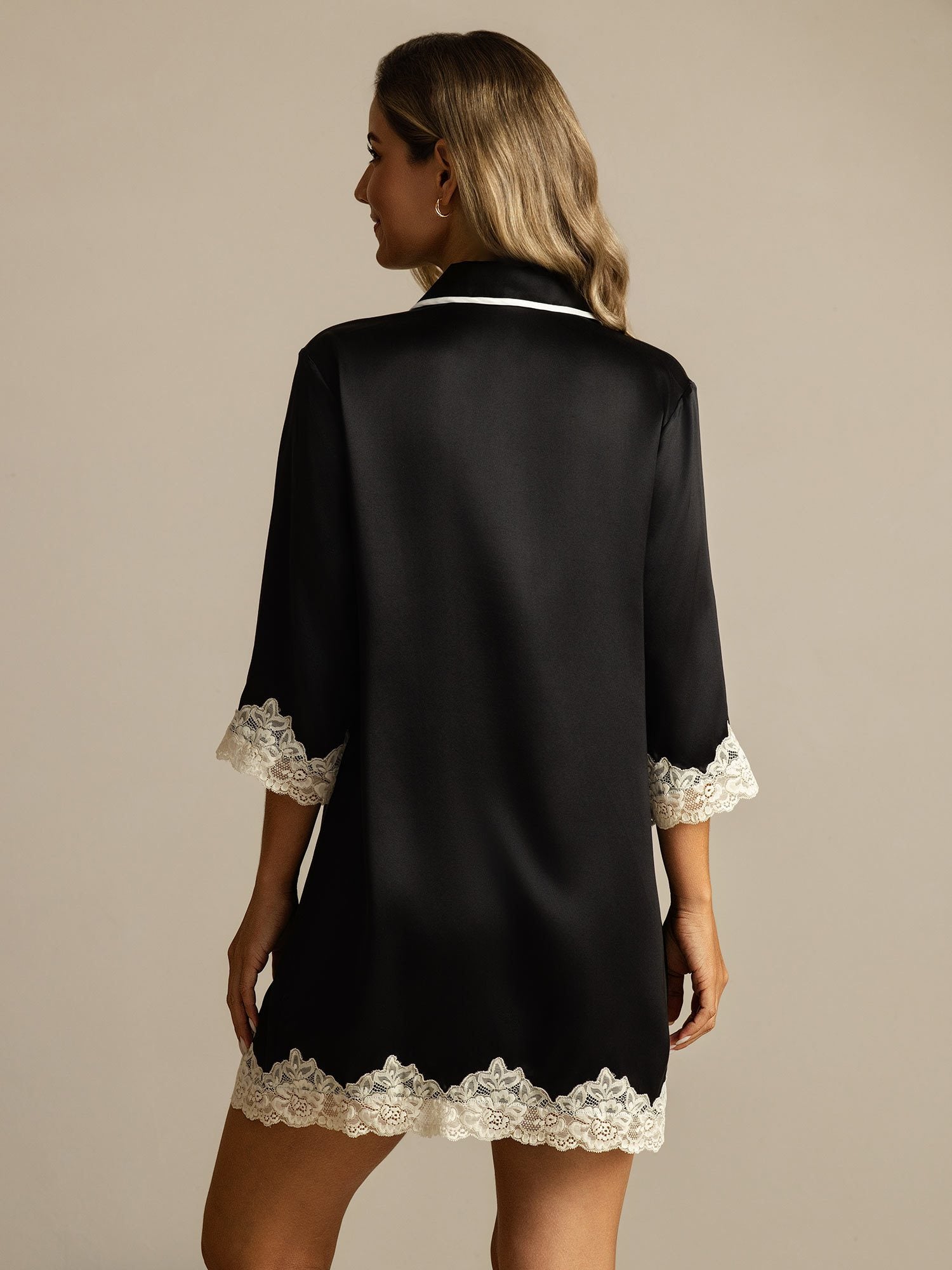 [Svart] SilkSilky-NO Silke Nightshirt 002