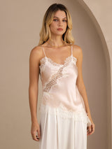 [Rosa] SilkSilky-NO Spaghetti Strap V Neck Camisole Topp 001