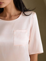 [Rosa] SilkSilky-NO Halv erme T-skjorte for Kvinner 004