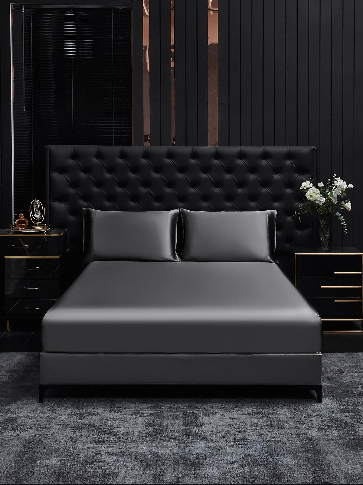 [Mørkegrå] SilkSilky-NO 19Momme Bedding Set 002