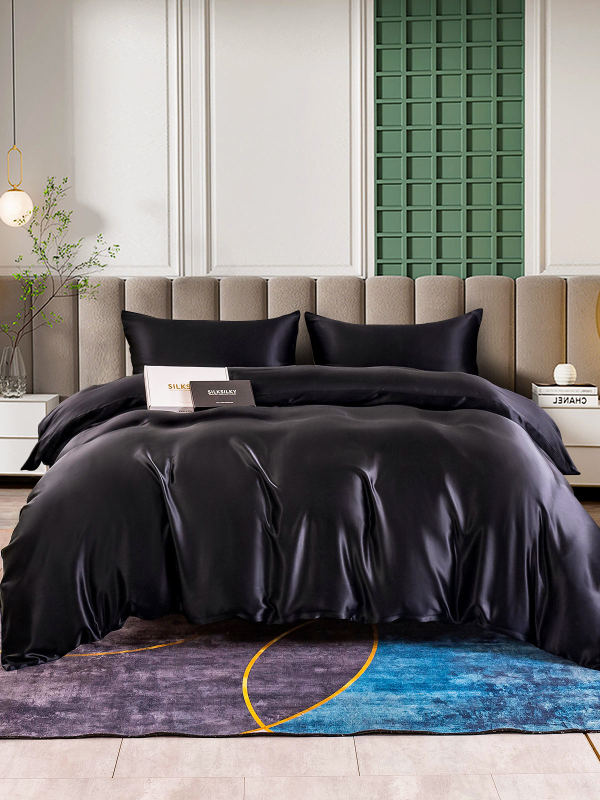[Svart] SilkSilky-NO 25Momme Bedding Set 001