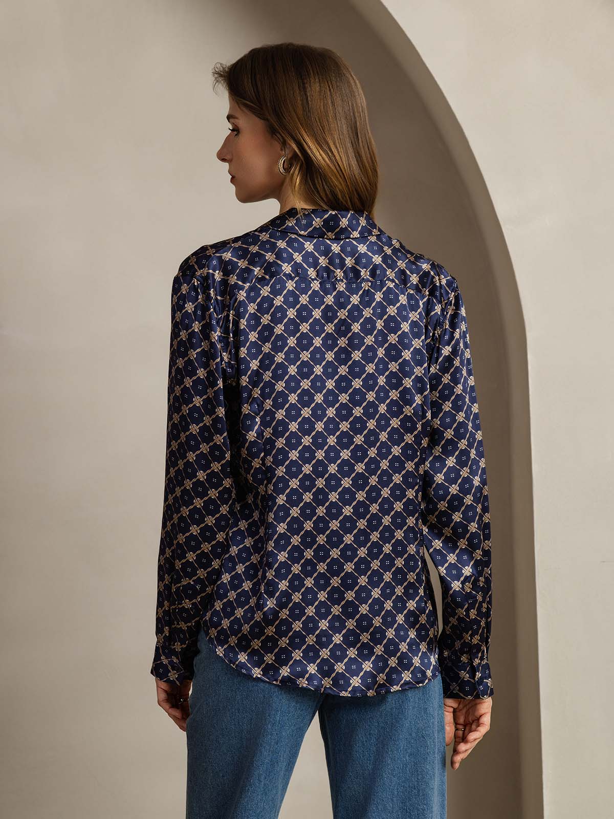 [Marine Kjede] SilkSilky-NO Silke Womens Shirt 002