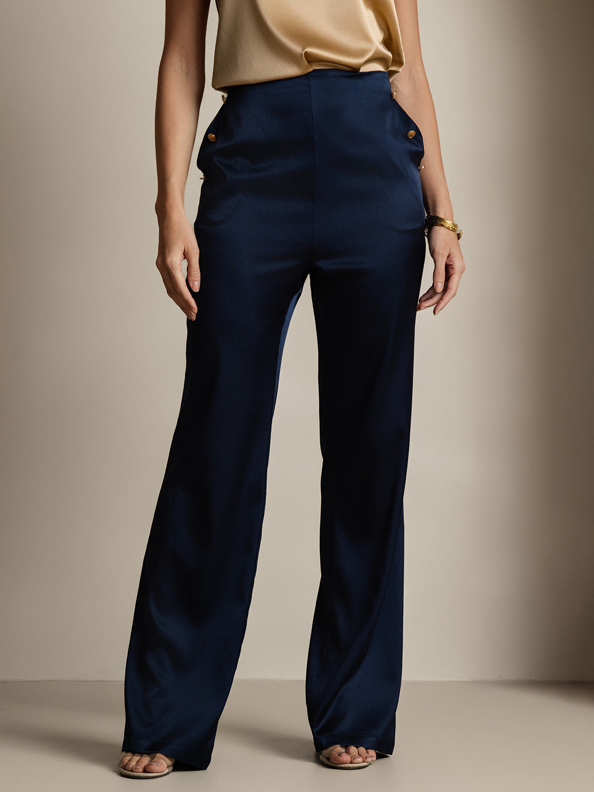 [Mørke blå] SilkSilky-NO 19Momme Damebukser 003