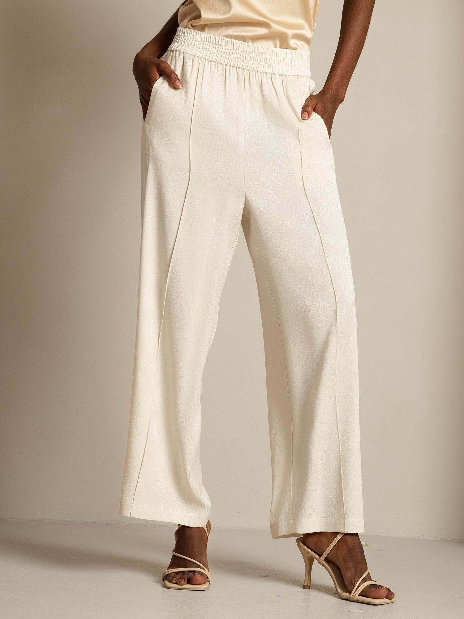 [Beige] SilkSilky-NO 22Momme Silke Womens Pants 003