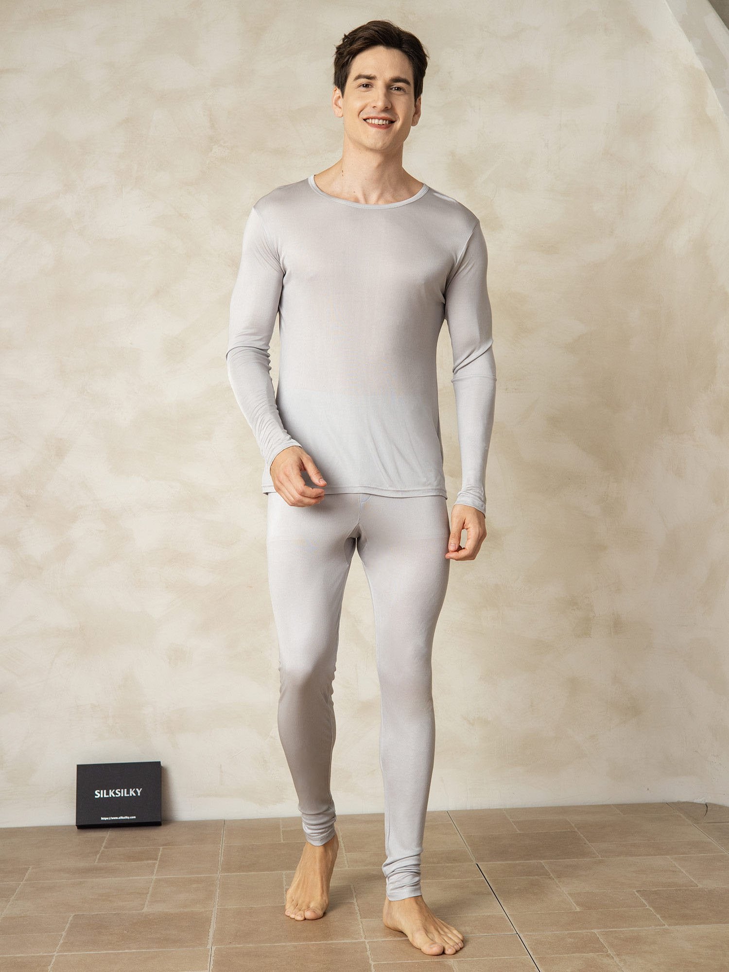 [Sølv] SilkSilky-NO Silke Mens Pajamas 004