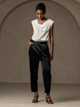 [Svart] SilkSilky-NO 19Momme Silke Womens Pants 001