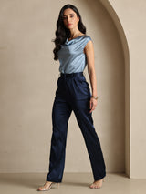 [Mørke blå] SilkSilky-NO 19Momme Silke Womens Pants 008
