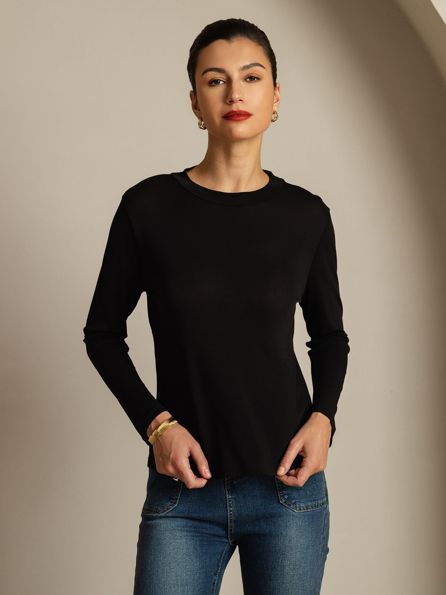 [Svart] SilkSilky-NO Silke Womens T-Shirt 007