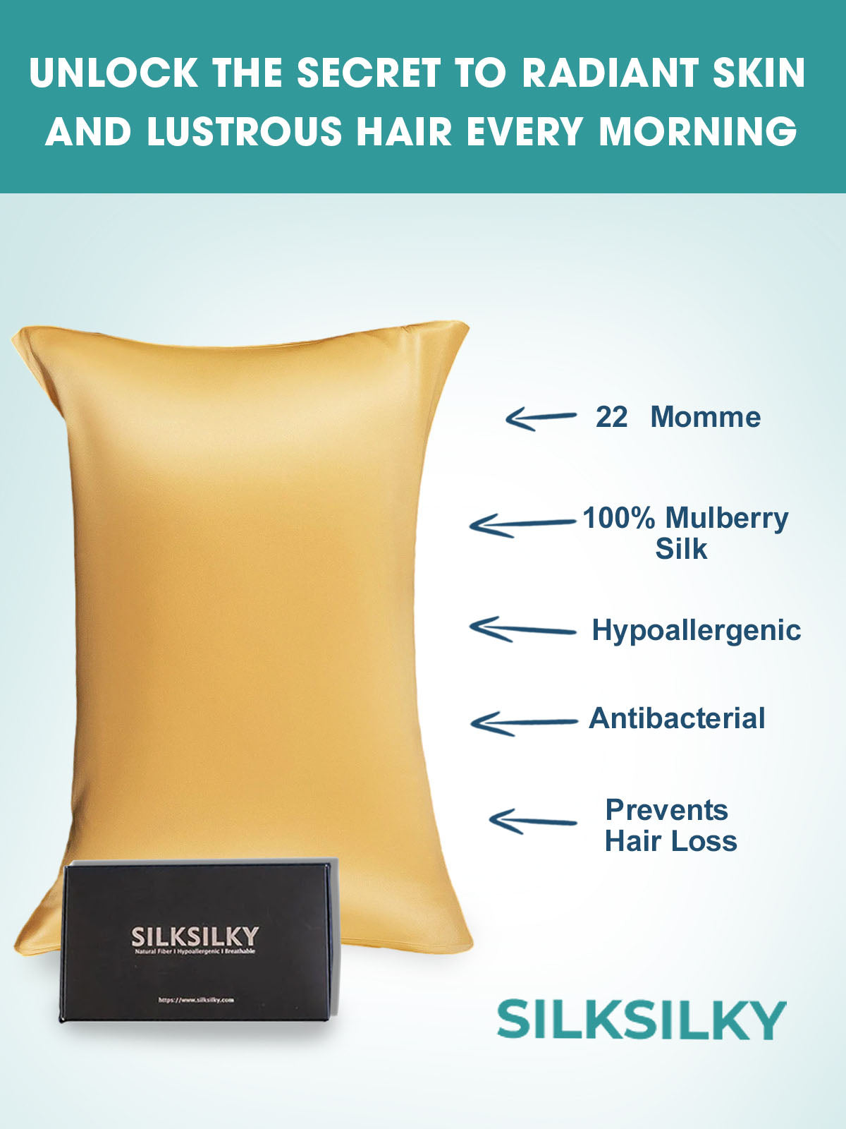 [Champagne] SilkSilky-NO 22Momme Pillowcase 005