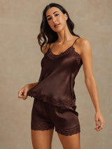 [Brun] SilkSilky-NO Spaghetti Strap V Neck Camisole sett 003