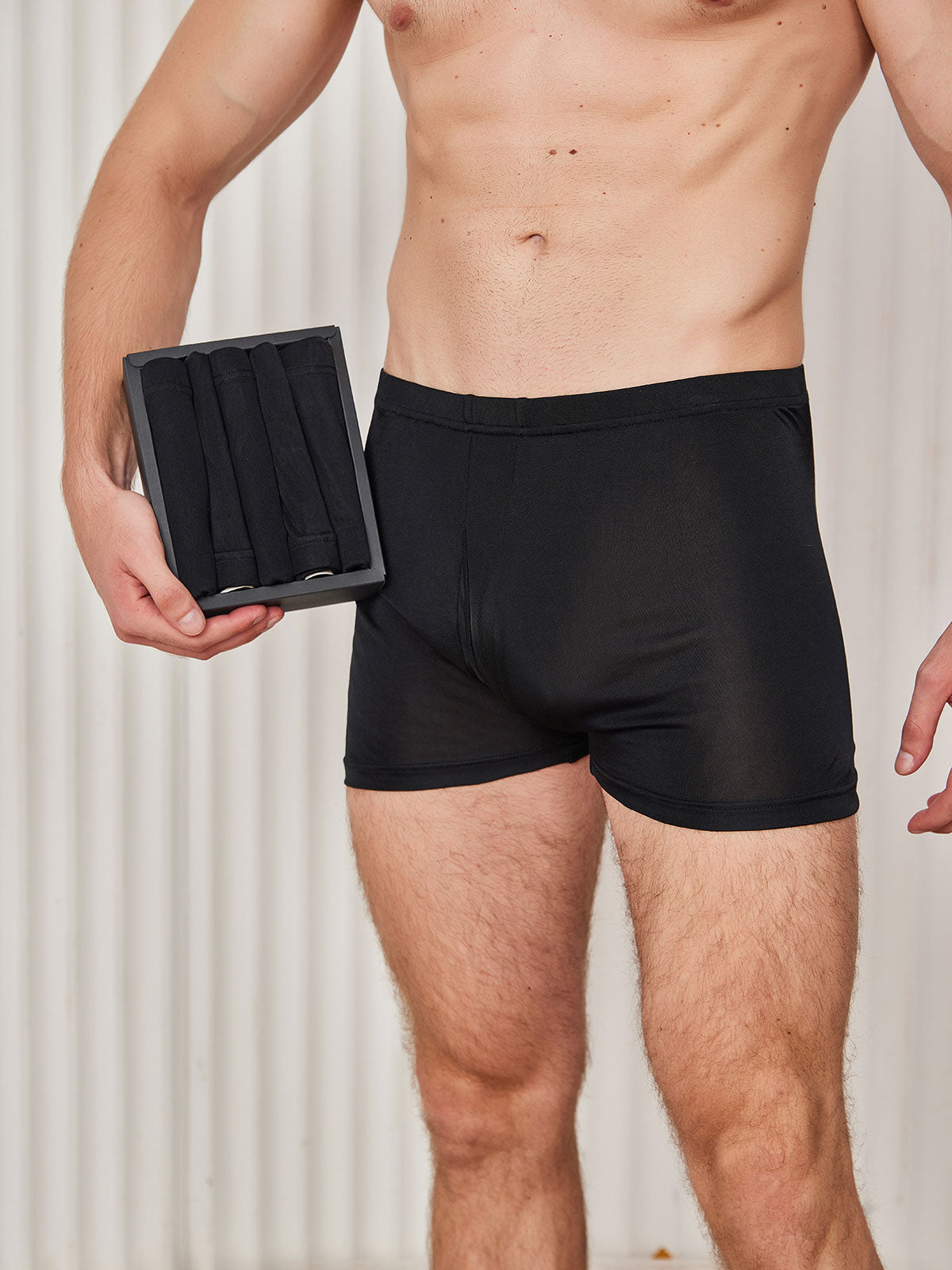 [Svart] SilkSilky-NO Mens Underwear 001