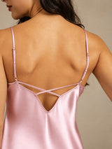 [Lyserosa] SilkSilky-NO Spaghetti Strap V Neck Nattkjole 005