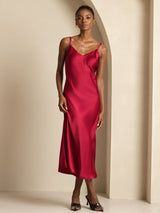 [Vin] SilkSilky-NO Spaghetti Strap V Neck Kjole 001