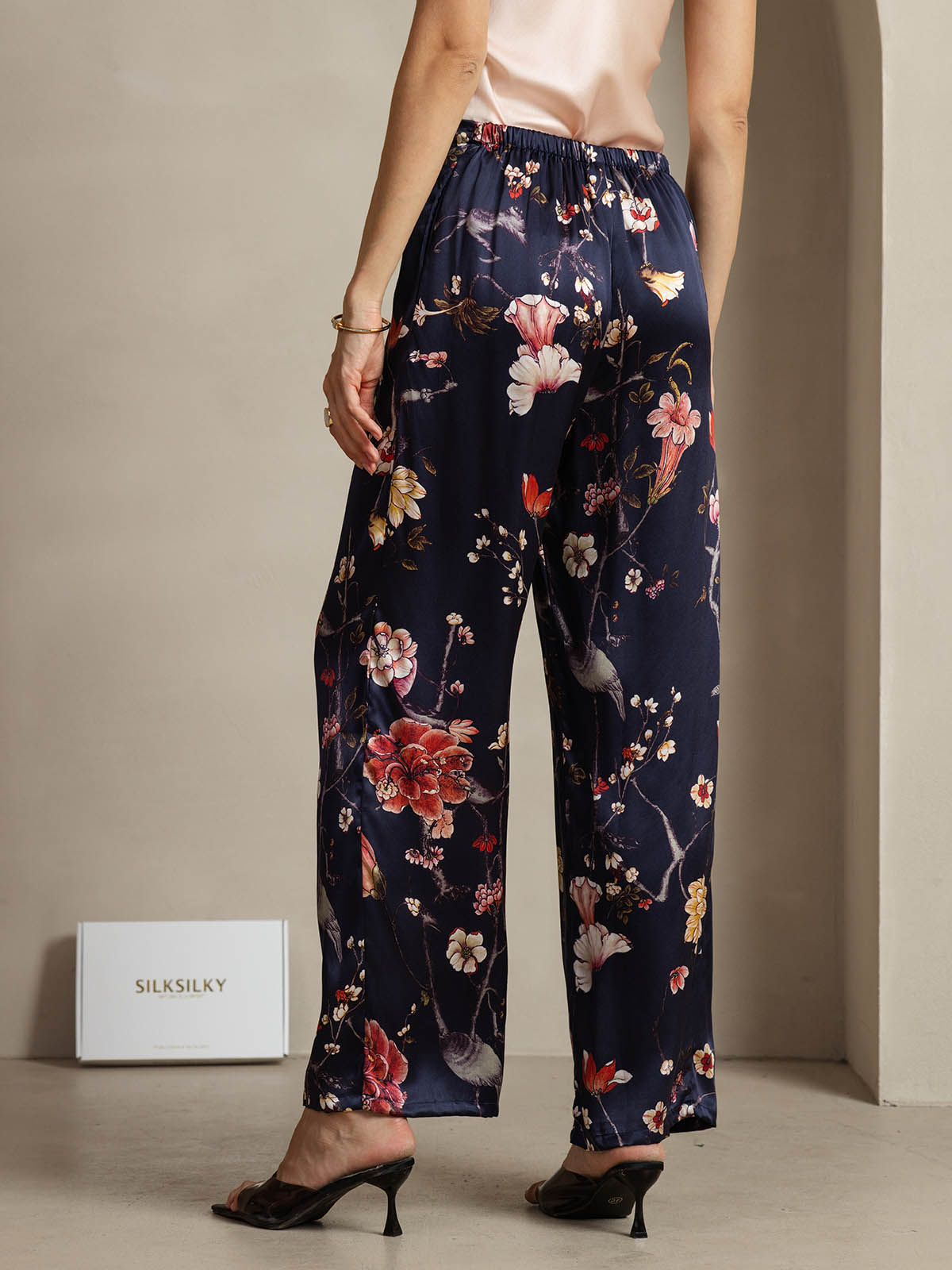 [Marine Blomster] SilkSilky-NO 19Momme Silke Womens Pants 002