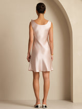 [Rosa] SilkSilky-NO Sleeveless Cowl Neck Kjole 002