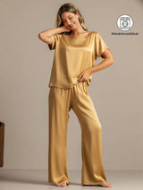 [Tan] SilkSilky-NO 19Momme Pyjamas for Kvinner 001