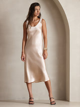 [Champagne] SilkSilky-NO Sleeveless Kjole 006