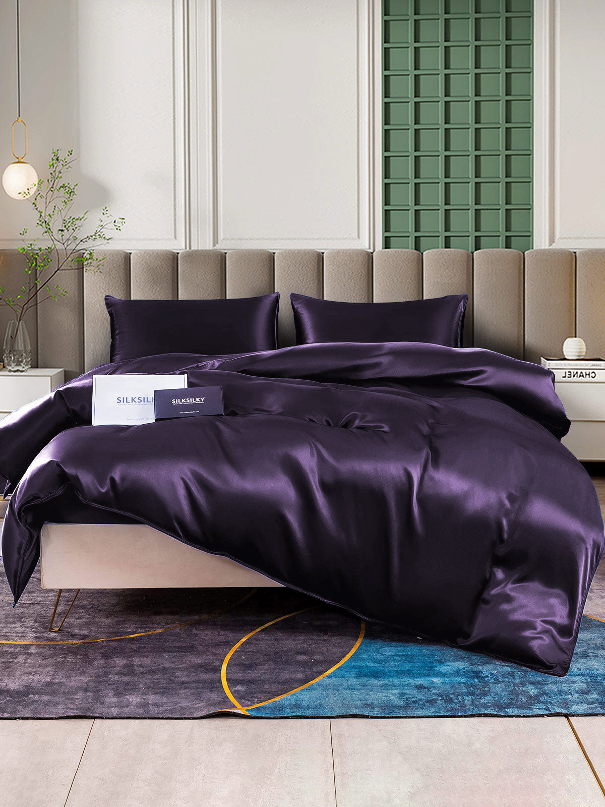 [Mørklilla] SilkSilky-NO 25Momme Bedding Set 001