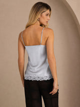 [Gråblå] SilkSilky-NO V Neck Camisole Topp 002