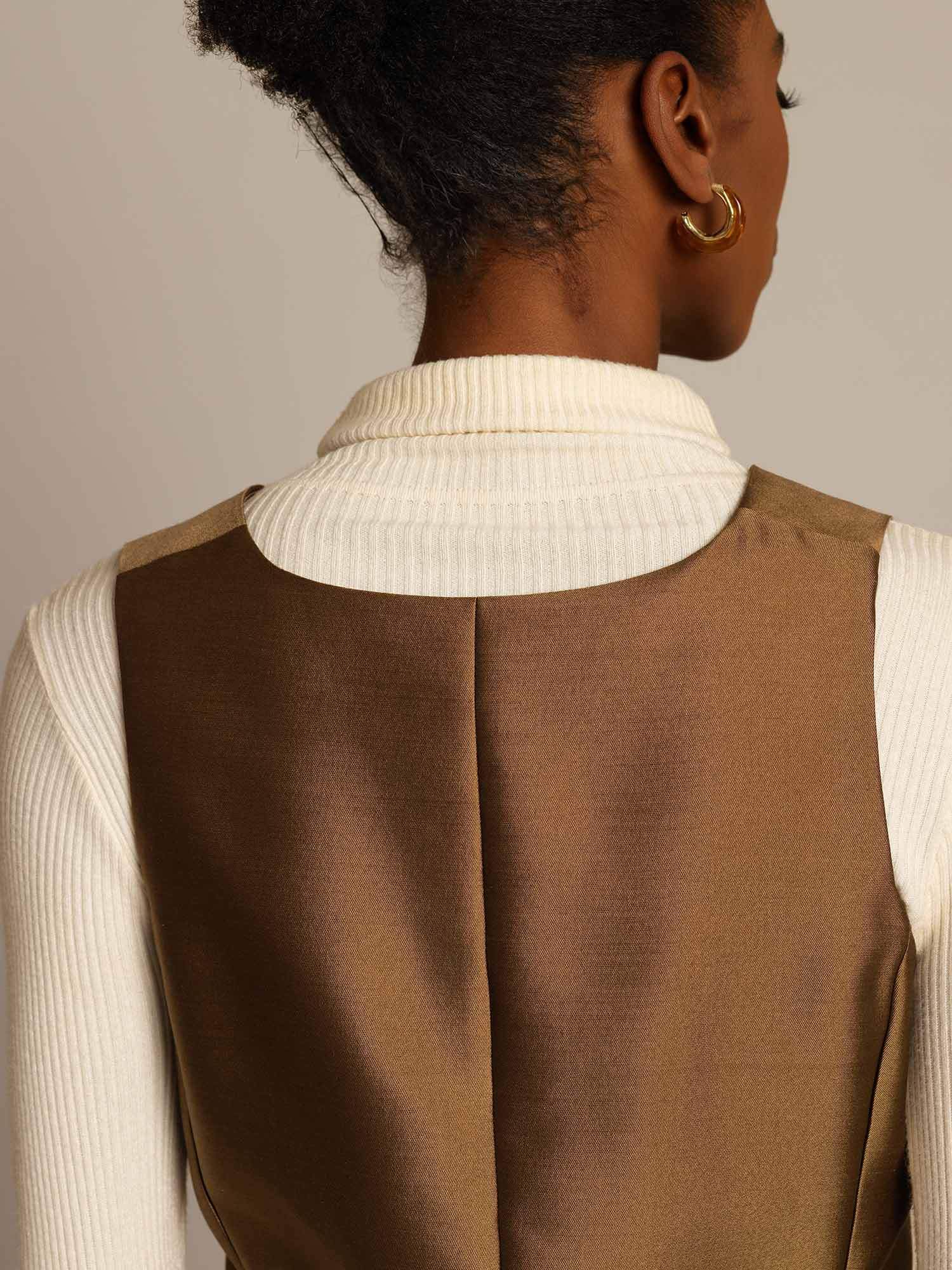 [Bronse] SilkSilky-NO 32Momme Silk-Wool Blend Womens Vest 005,