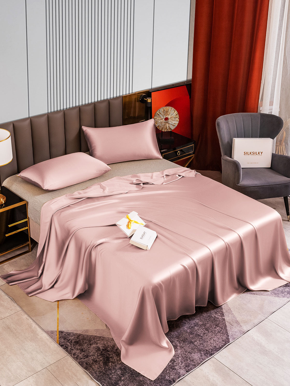 [Blek Mauve] SilkSilky-NO 22Momme Bedding Set 002