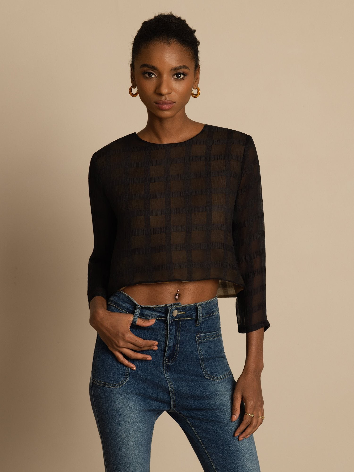 [Svart] SilkSilky-NO Blouse 003