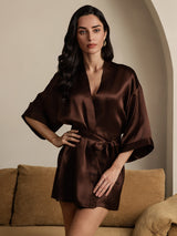 [Kaffe] SilkSilky-NO 3/4 Sleeve Morgenkåpe for Kvinner 001