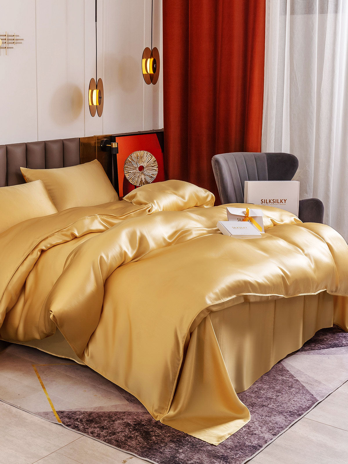 [Champagne] SilkSilky-NO 19Momme Bedding Set 007