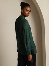 [Mørk Grønn] SilkSilky-NO Silke Womens Shirt 006