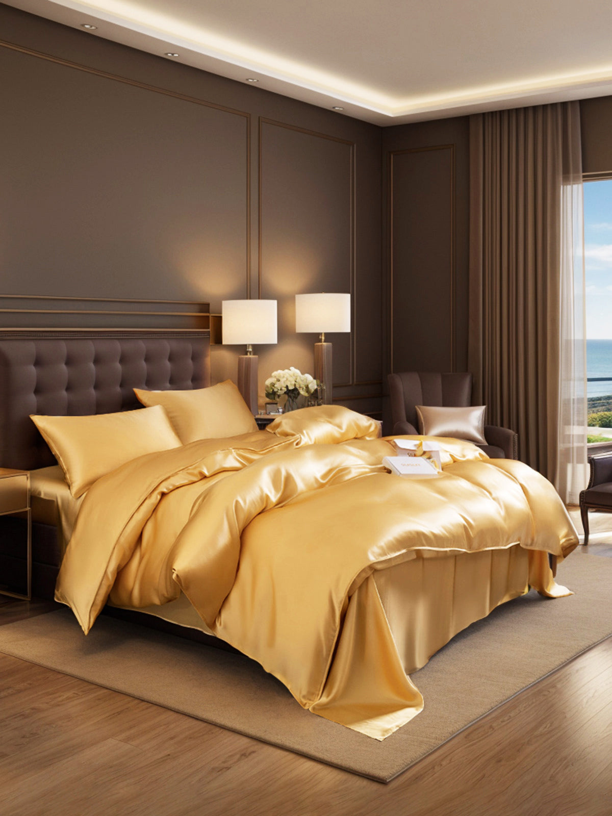 [Champagne] SilkSilky-NO 19Momme Sengesett 002