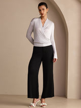 [Grå] SilkSilky-NO Long Sleeve Wrap Damebluser 005