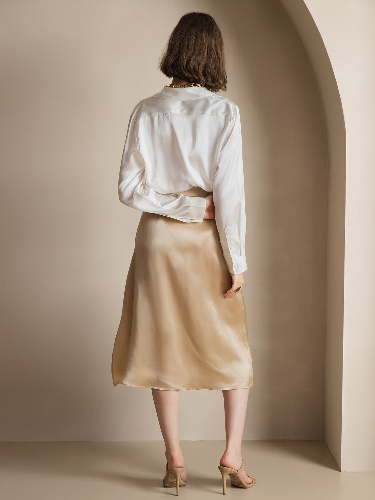 [Hvit] SilkSilky-NO Skjorte for Kvinner 002