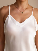 [Hvit] SilkSilky-NO Spaghetti Strap V Neck Camisole Topp 003