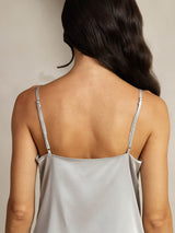 [Sølv] SilkSilky-NO Spaghetti Strap Cowl Neck Camisole Topp 005