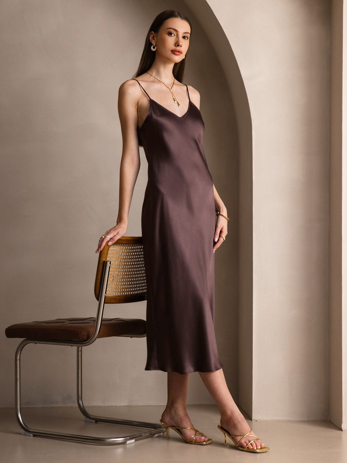 [Kaffe] SilkSilky-NO Pure Silk Sleeveless Round Neck Kjole 007