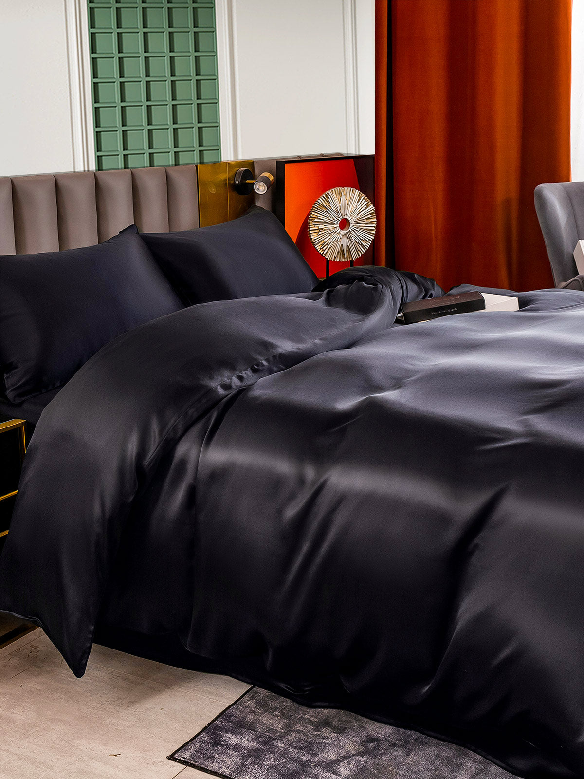 [Svart] SilkSilky-NO 25Momme Bedding Set 003