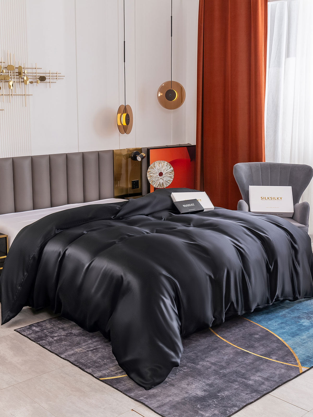 [Svart] SilkSilky-NO 19Momme Duvet Cover 001