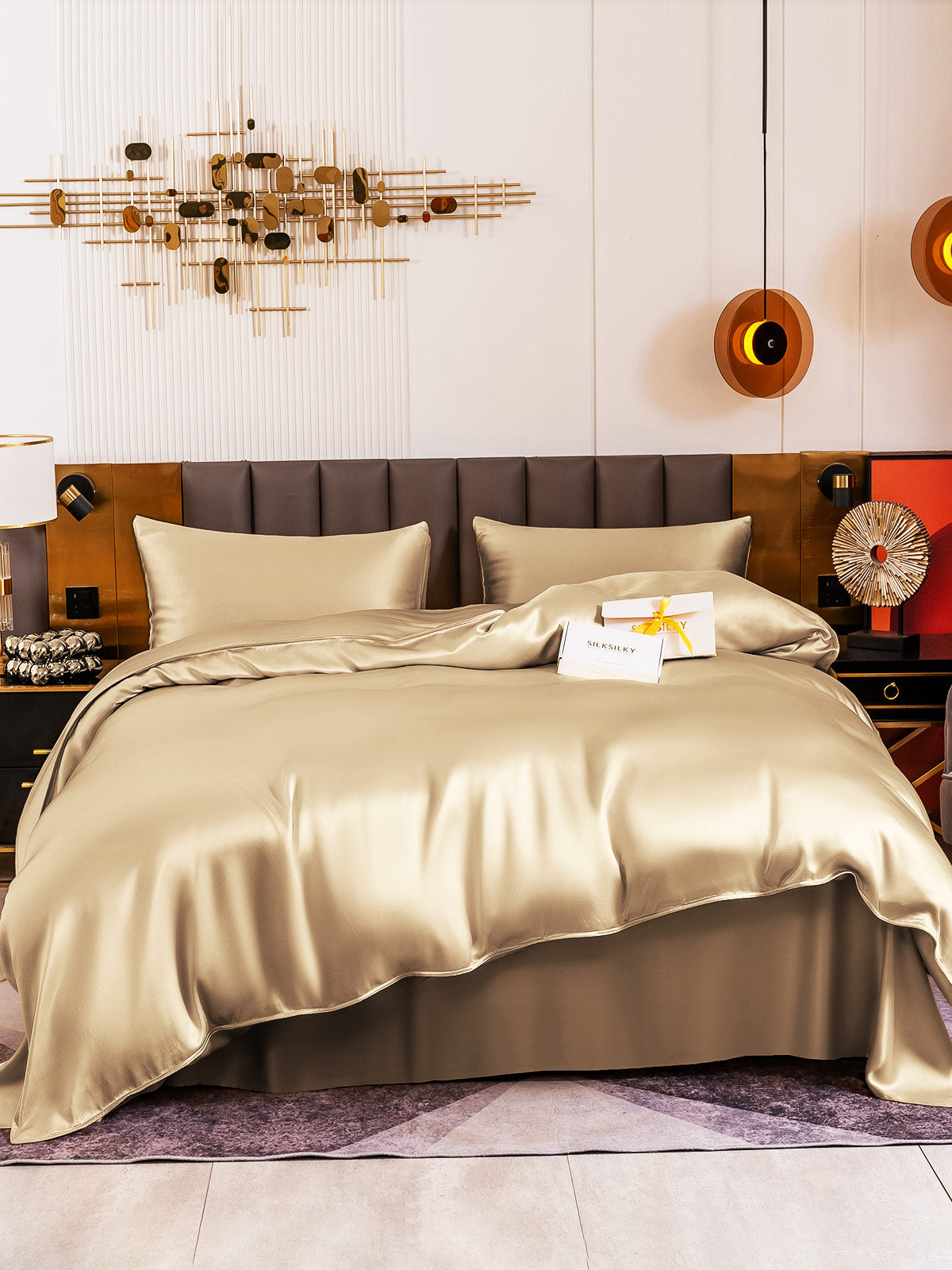 [Beige] SilkSilky-NO 19Momme Bedding Set 002