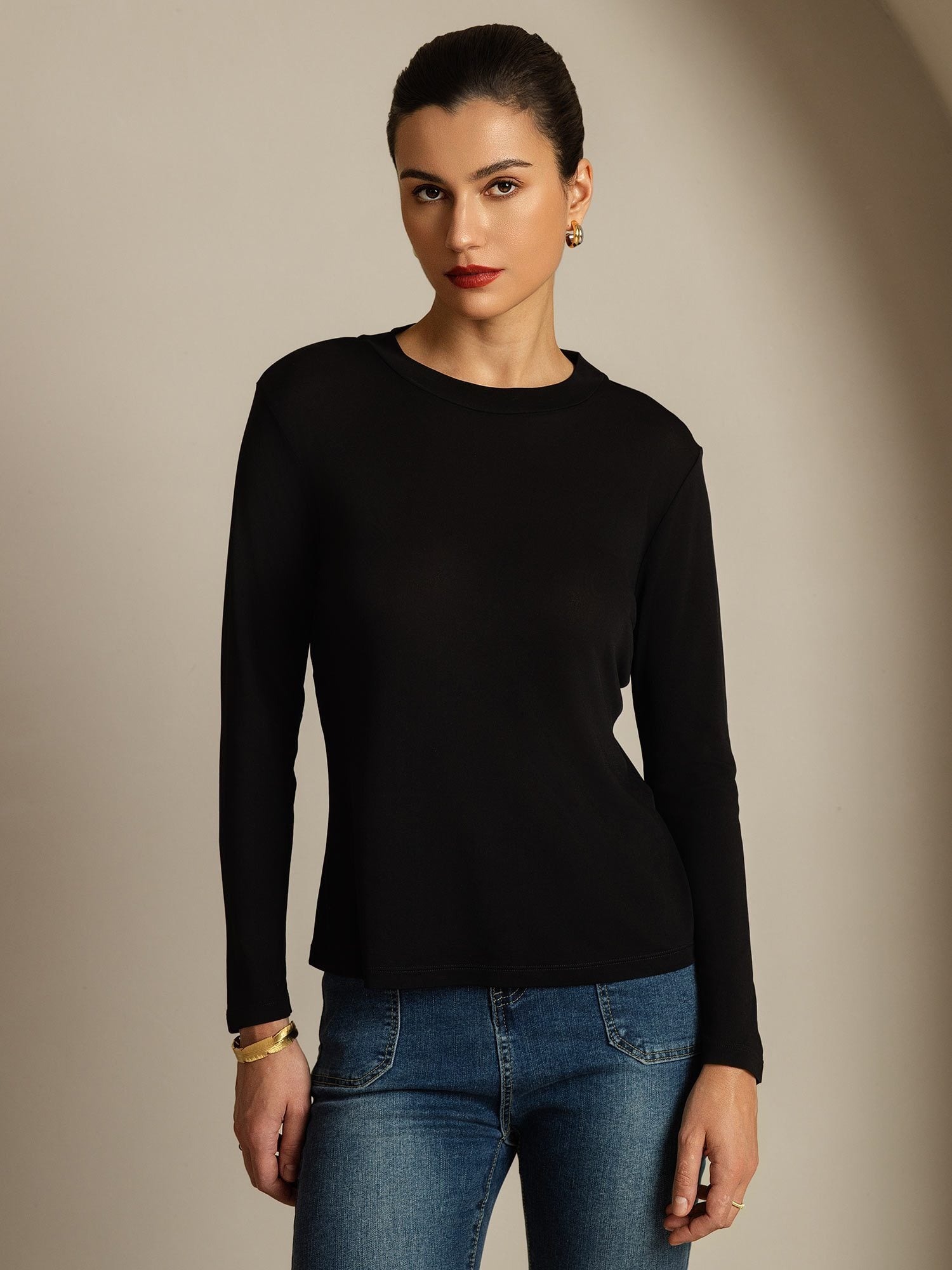 [Svart] SilkSilky-NO Silke Womens T-Shirt 001