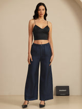 [Mørke blå] SilkSilky-NO 18Momme Womens Pants 005