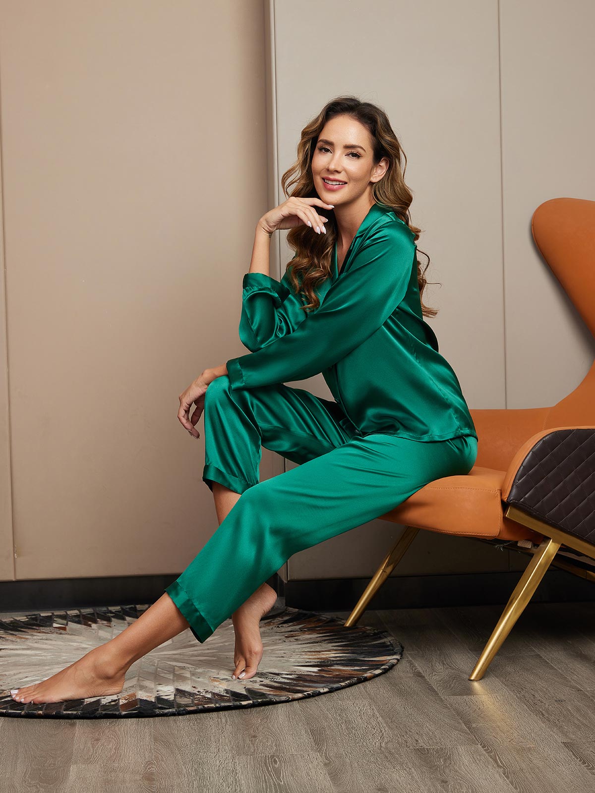 [Grønn] SilkSilky-NO Womens Pajamas 005,