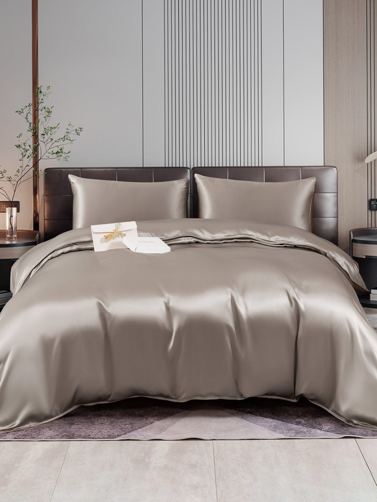 [Grå] SilkSilky-NO 22Momme Bedding Set 001