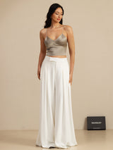 [Kaki] SilkSilky-NO Spaghetti Strap V Neck Camisole Topp 009