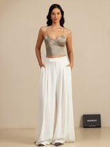 [Kaki] SilkSilky-NO Spaghetti Strap V Neck Camisole Topp 008